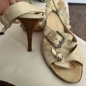 Cole Haan Cream Ostrich Heels with Elegant Design